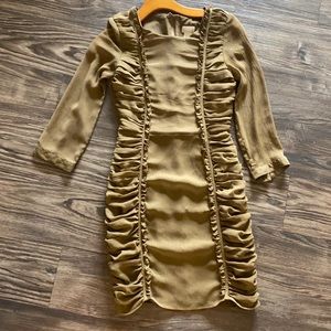 Olive ruffle cocktail dress